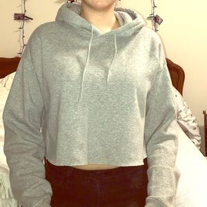 Cropped Grey Hood Sweatshirt